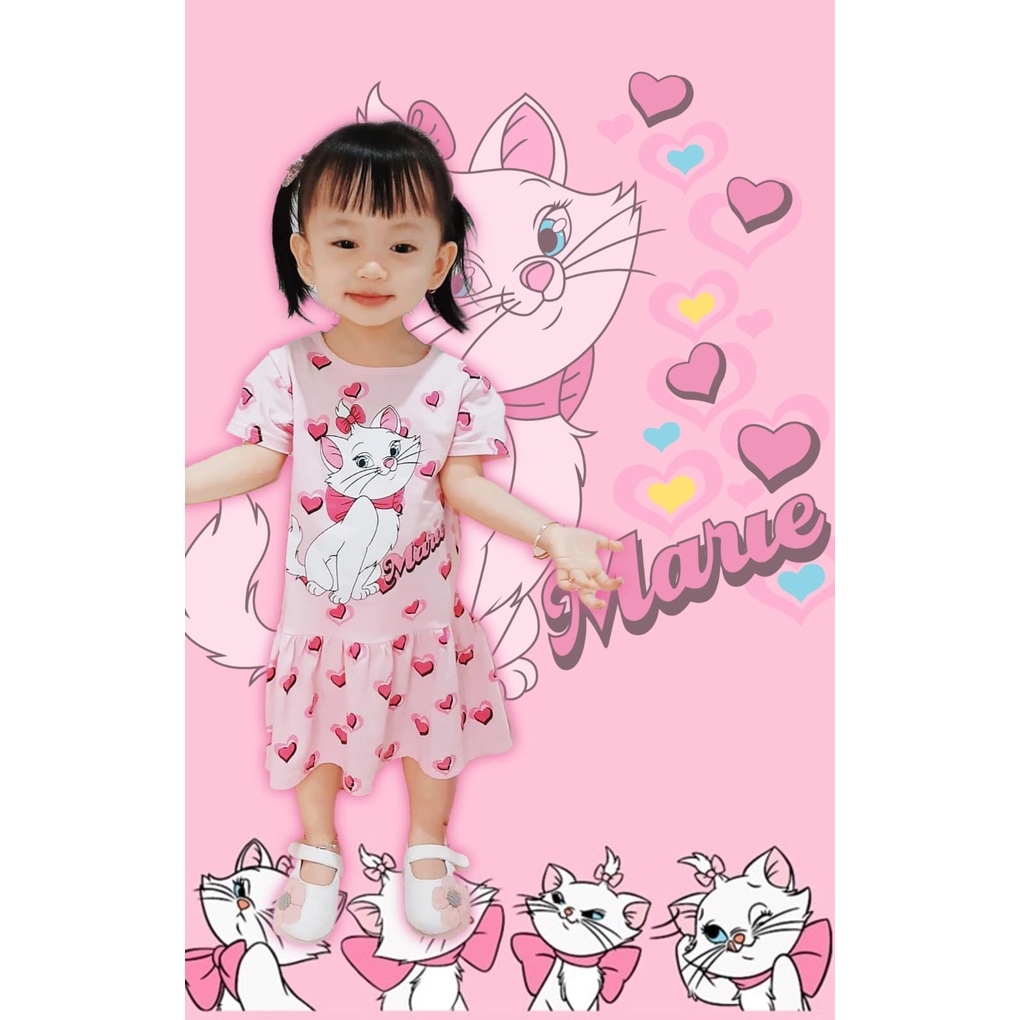 Dress anak Marie Cat pink / Baju anak / COD