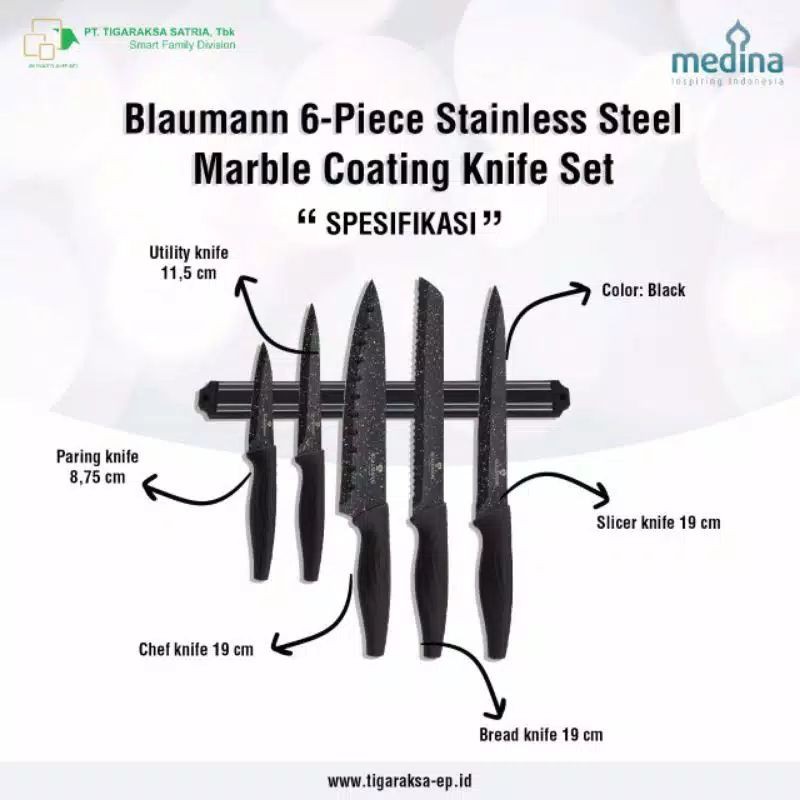 PISAU BLAUMANN || BLAUMANN KNIFE SET WITH MAGNETIC HANGER