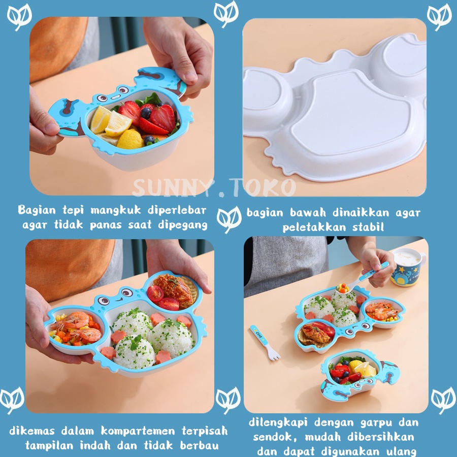 Set Alat Makan Anak Imut Desain Karakter Lucu Tempat Makan Balita Piring Anak Perlengkapan Makan Anak