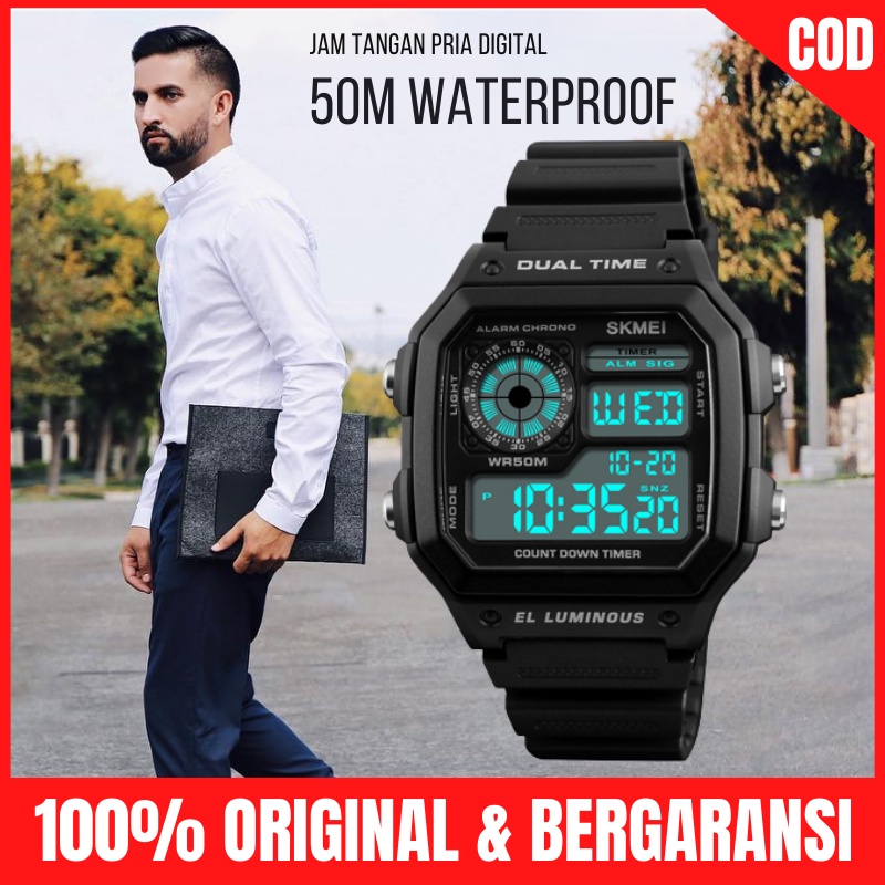 Jam Tangan Pria Digital SKMEI Sport Original Anti Air Fashion Watch Skimei Garansi Jm Cowok Skemei T