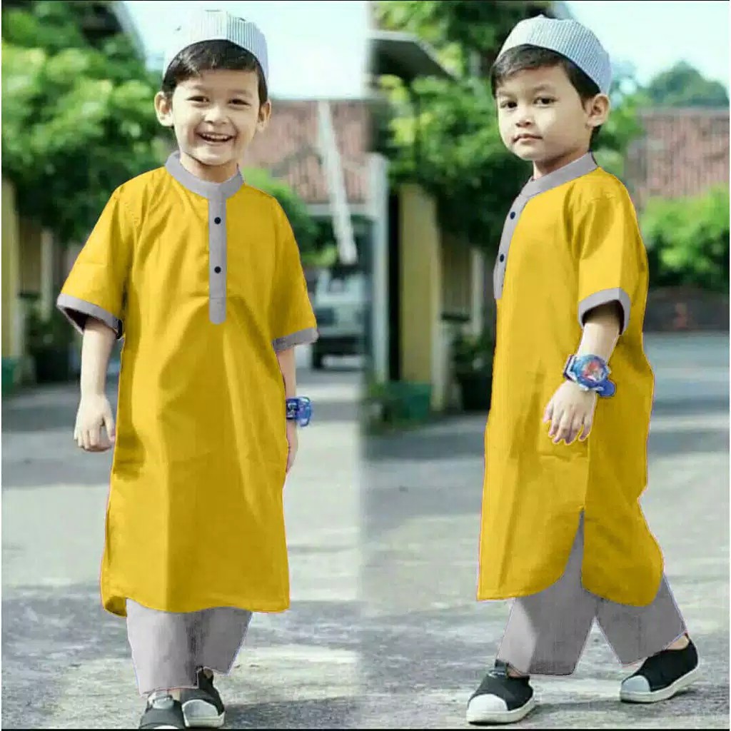 Setelan Baju Koko Anak Laki laki Sarimbit Terbaru 2021 Fashion Muslim Satu Set Nibras NSAL 68