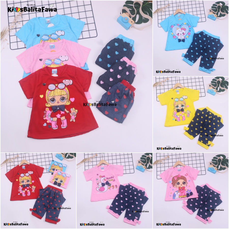 Setelan Lisa uk 1-6 Tahun / Baju Anak Perempuan Set Balita Cewek Kaos Lengan Pendek Celana Jogger babycinnamon