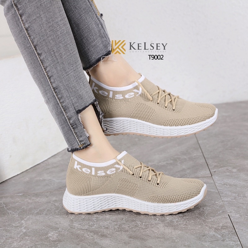 Kelsey Sepatu Flyknit Sneakers Wanita / Flykint Shoes 3cm T9002
