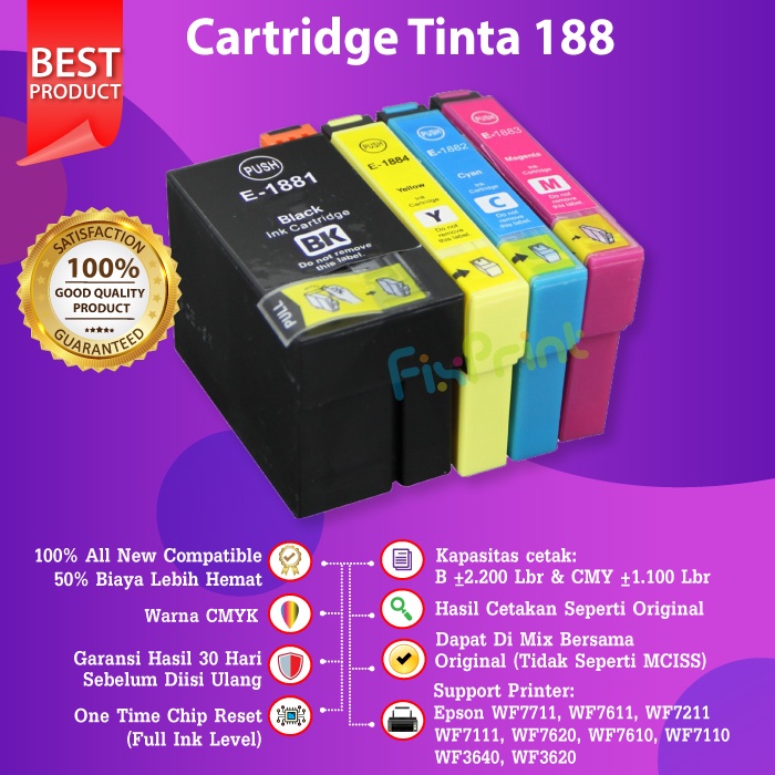 Cartridge Tinta Epson T188 188n Compatible WF7711 WF7611 WF7610 WF7612