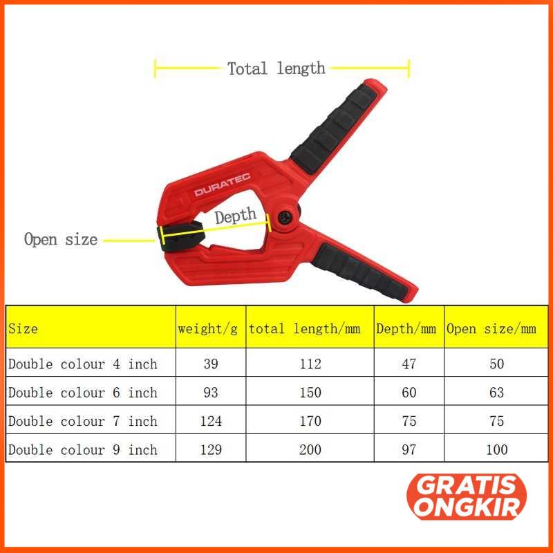 Klip Jepit Kayu Spring Clamp Strong Wood Carpenter -7 inch