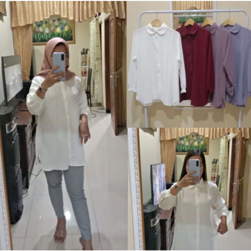 Atasan jumbo crinkle/atasan wanita/kemeja crinkle