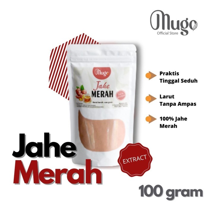 

Mugo Red Ginger (Jahe Merah) Extract Powder Murni 100g Tanpa Gula (BERKUALITAS)
