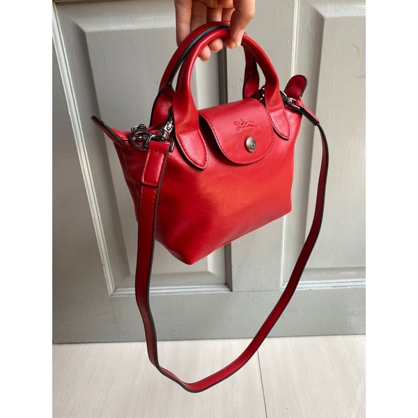 REAL PIC CUIR HONEY MIRROR CUIR MINI RED FREE TALI SELEMPANG