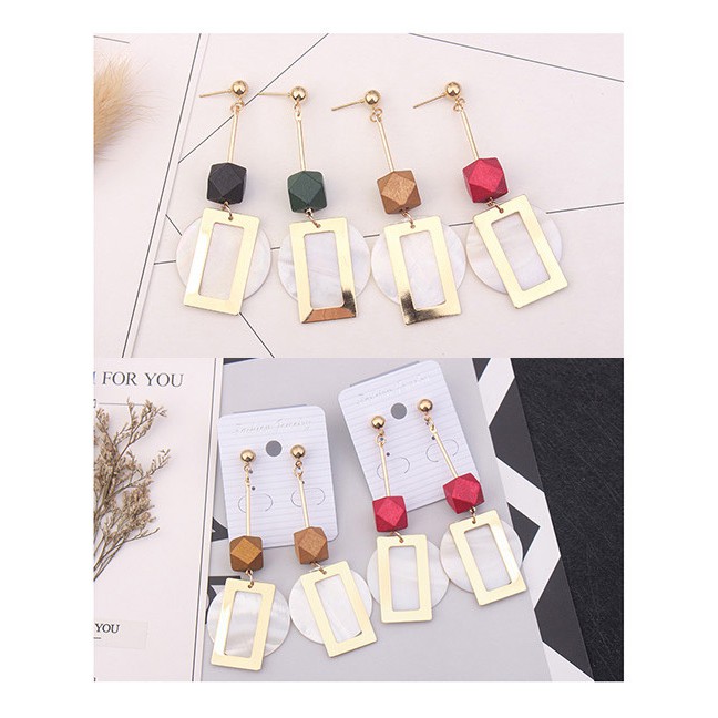 LRC Anting Tusuk Fashion Square Shape Decorated Earrings