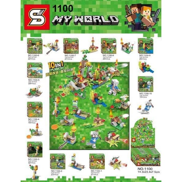 Jual BRICK SY 1100 MINECRAFT 10 IN 1 SY1100 MINIFIGURE MINECRAFT ISI 10 PCS Murah