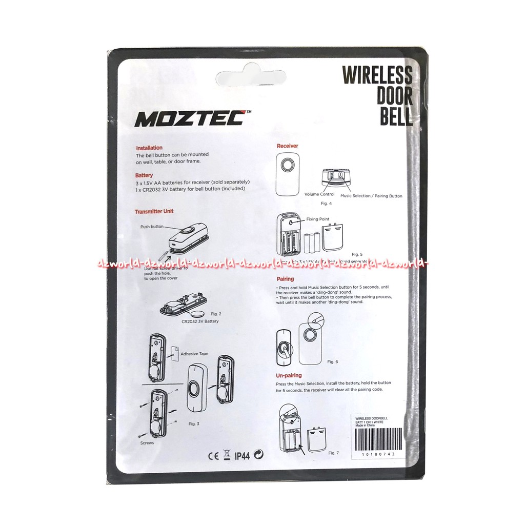 Moztec Wireless Door Bell Bel Tanpa Kabel Bell Pintu Wireles Mostec I-click I-Klic iKlic Iklik