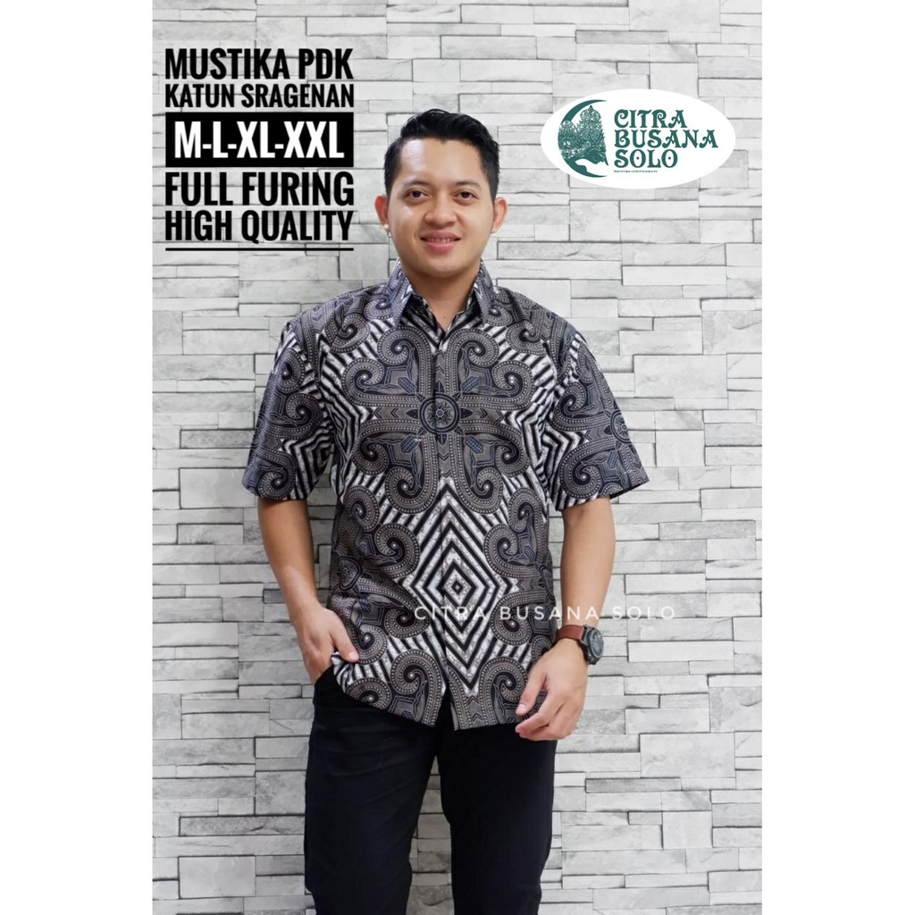 MUSTIKA LAWASAN Kemeja Batik Pria Full Furing Bahan Katun Sragenan