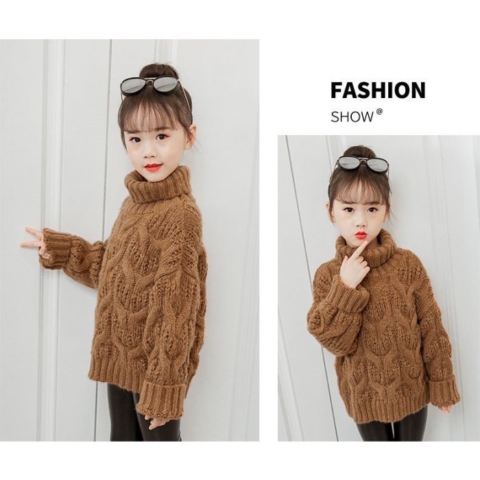 Cable Knit Sweater Turtleneck Rajut Anak Tebal