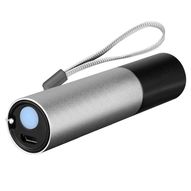 TaffLED LED Mini Flashlight USB Rechargerable Aluminium Body XPE - 3187 - Silver Black