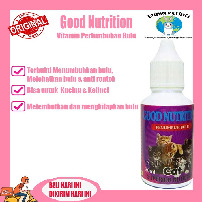 VITAMIN PENUMBUH BULU KUCING KELINCI GOOD NUTRITION BULU ANTI RONTOK