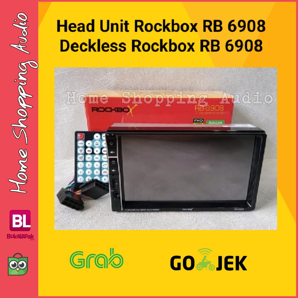 Headunit Rockbox RB 6908 Deckless Rockbox RB6908 Doubledin Rockbox RB 6908 Resmi