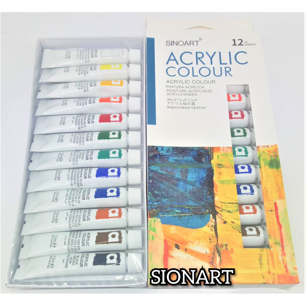 

Sinoart Acrylic Colour Set 12 x 12ml / Cat Akrilik Set