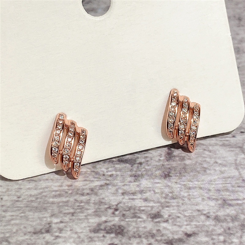 Anting Stud Kristal Cubic Zirconia Gaya Simple Untuk Wanita