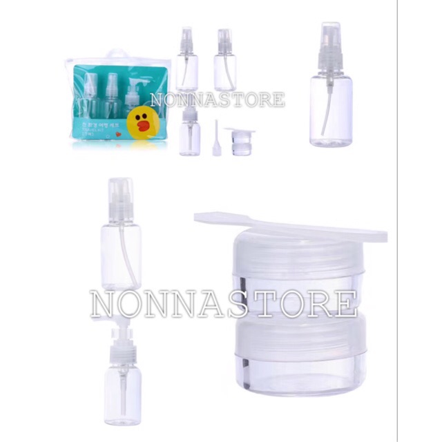 Travel Kit Botol set Spray - Pump &amp; Tempat Krim Cosmetic Series LINE JAPAN SALLY AND CONY