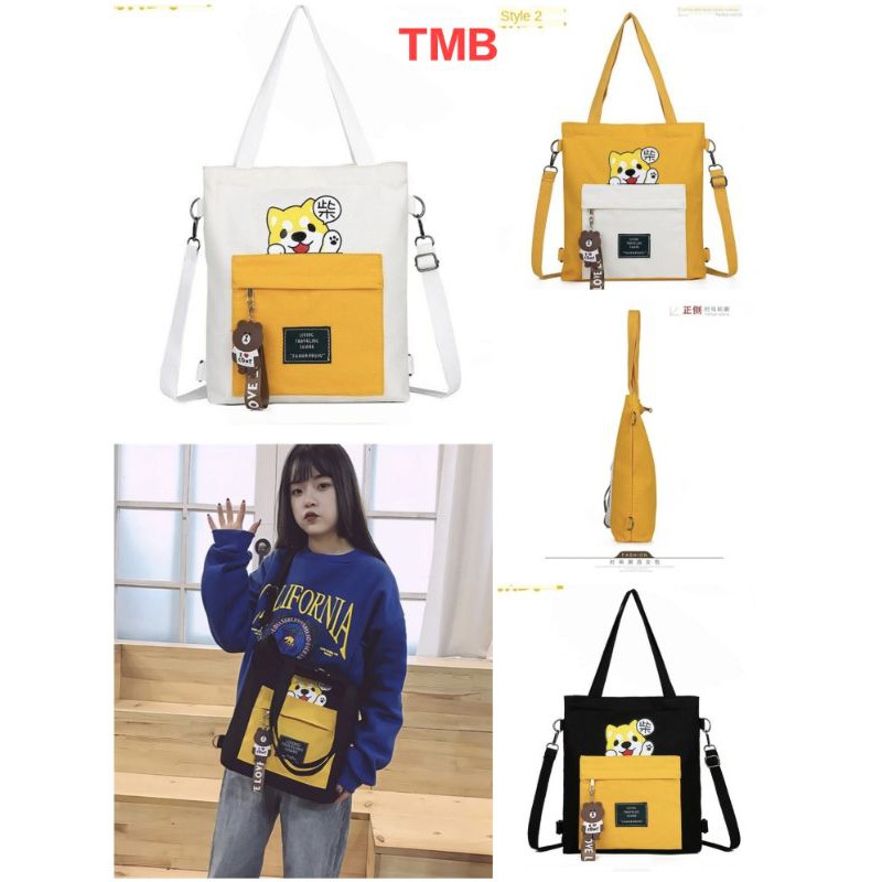 Sling Bag Wanita Saffron Tote Bag Wanita / Ransel Kucing Lucu 2in1 Korea Girl Fashion