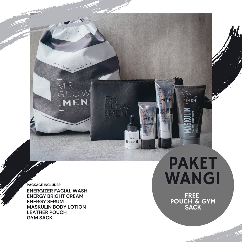 Paket WANGI= Paket Basic + Maskulin 2 in 1 body lotion &amp; Parfum Free Pouch &amp; Gym Sack