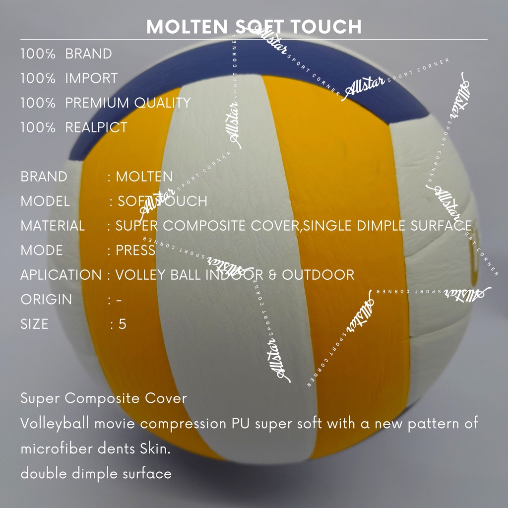 Bola Voli Volly Voly molten soft touch size 5