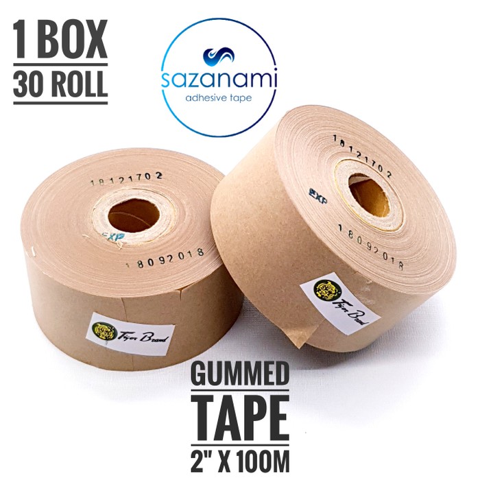 Nyaman 1 BOX GUMMED TAPE 2"  x 100M Gummed paper craft Tape Tiger  LAKBAN AIR