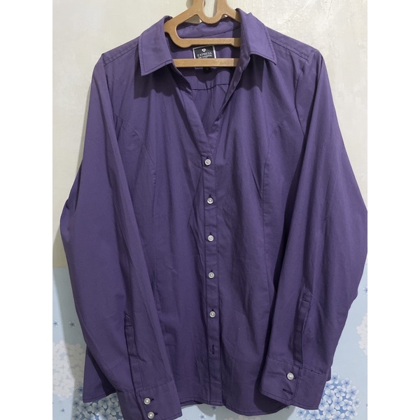 Preloved kemeja shirt kerja express cakep purple ungu branded