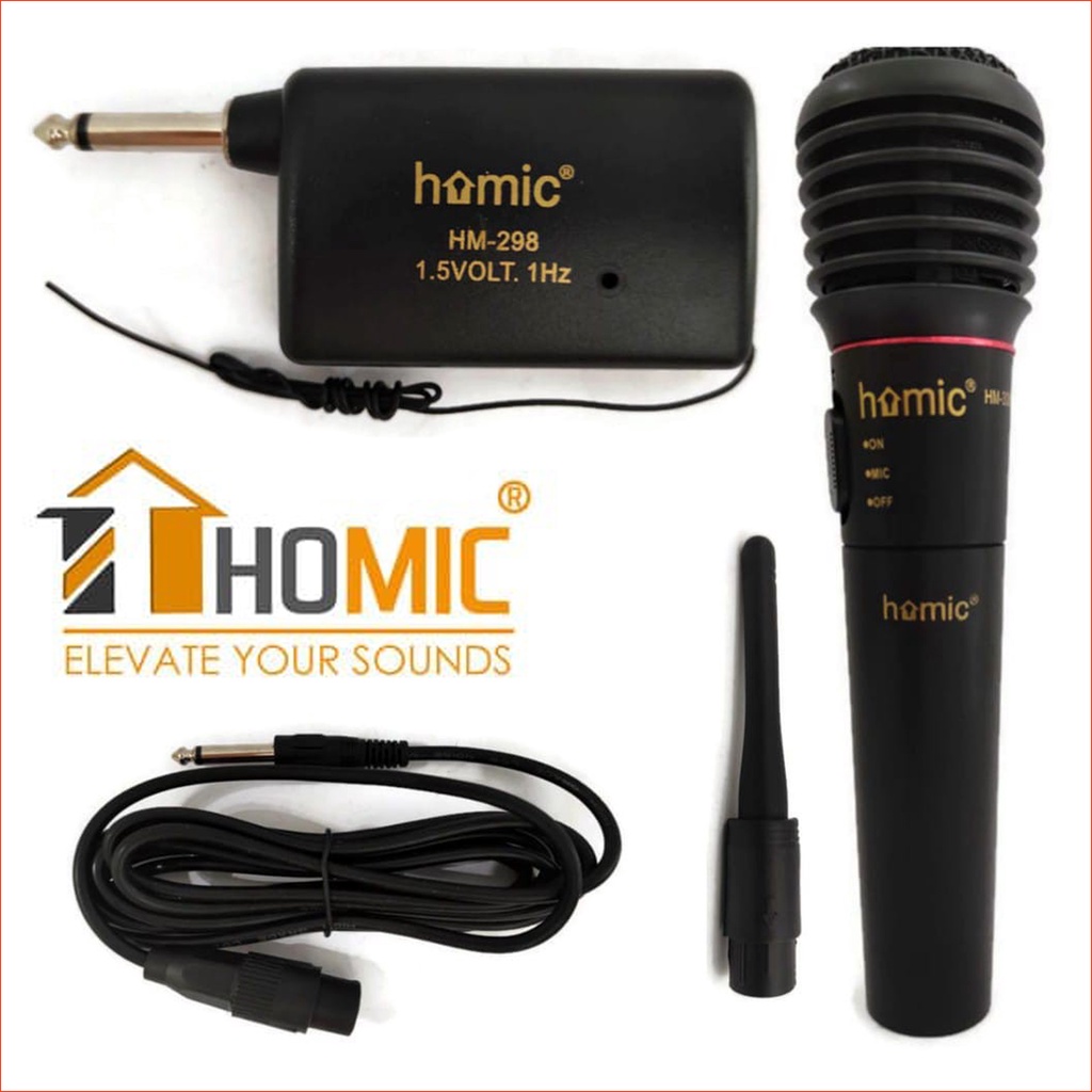 Homic HM-308 Microphone Karaoke Mic Single Wireless dan Kabel