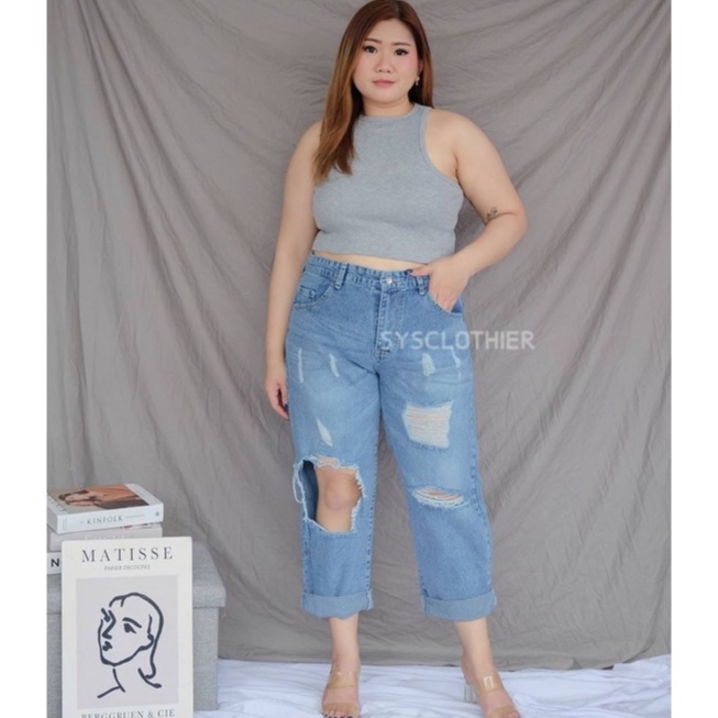 CELANA JEANS WANITA UKURAN NORMAL &amp; JUMBO BF LALISA NEW-SYSCLOTHIER