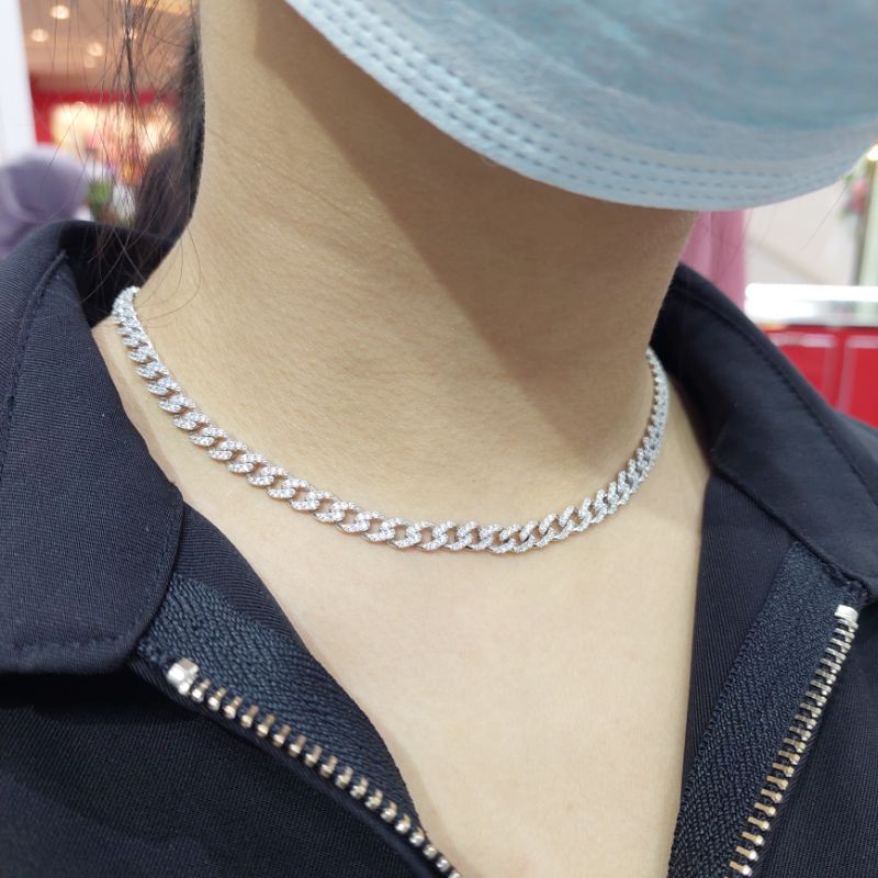 kalung sisik naga permata emas 75% asli putih whitegold awet kuat mas tua