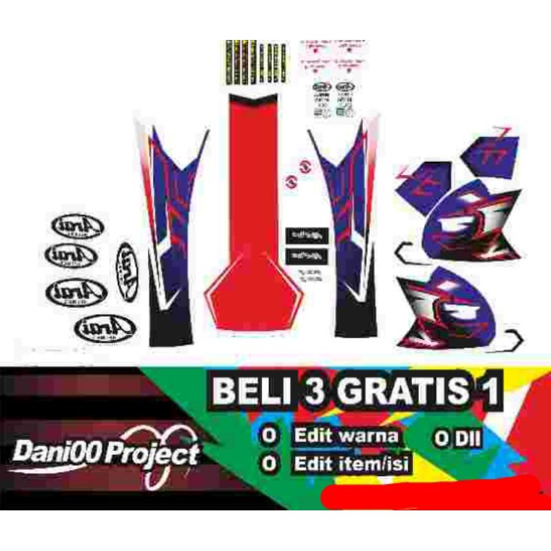 water decal helm arai motif ghost blue(BUKAN STIKER)