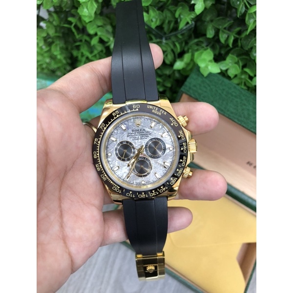 JAM ROLEX DAYTONA AUTOMATIC SZ 42MM/TALI RUBBER (GOLD)