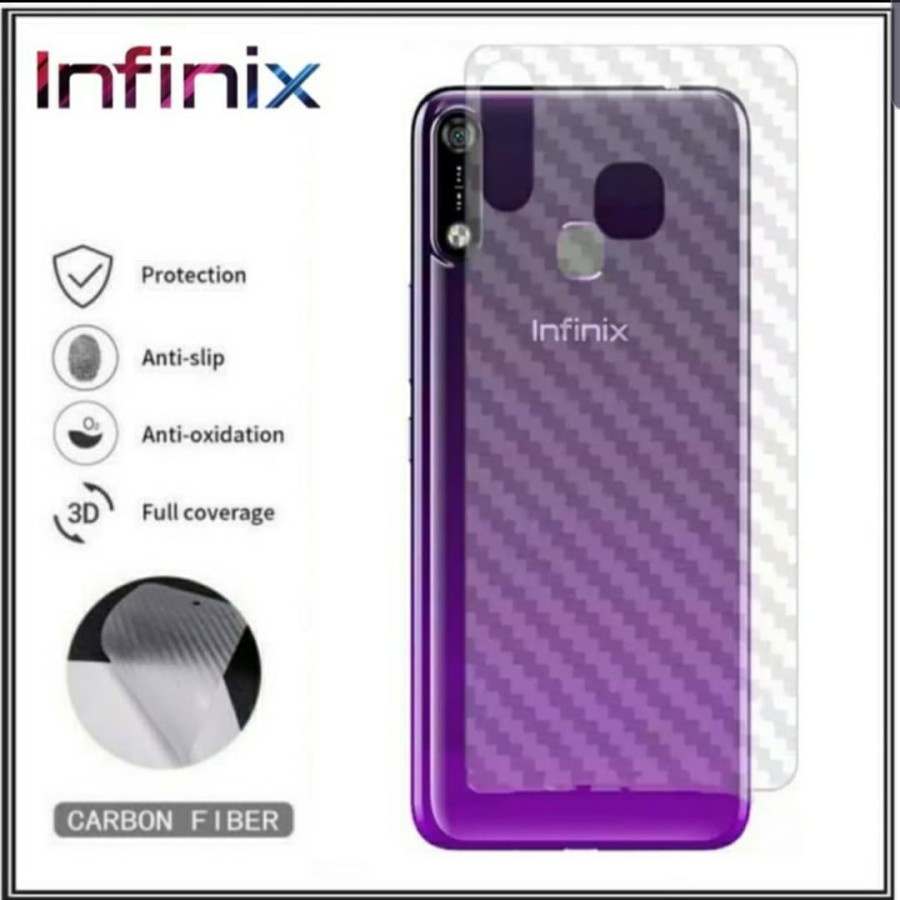 INFINIX SMART 6 SMART 6 NFC SMART 6 PLUS SMART 5 SMART 4 SMART 3+ ANTI GORES SKIN CARBON GARSKIN ANTI JAMUR KARBON TRANSPARAN PELINDUNG BELAKANG ANTI JAMURAN