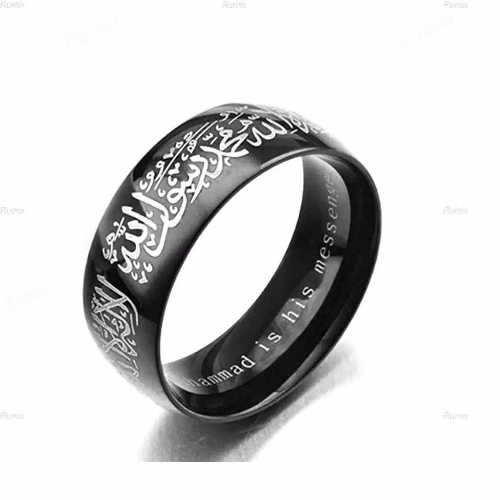 8mm cincin tauhid muslim pria wanita anti karat warna emas asli 100%