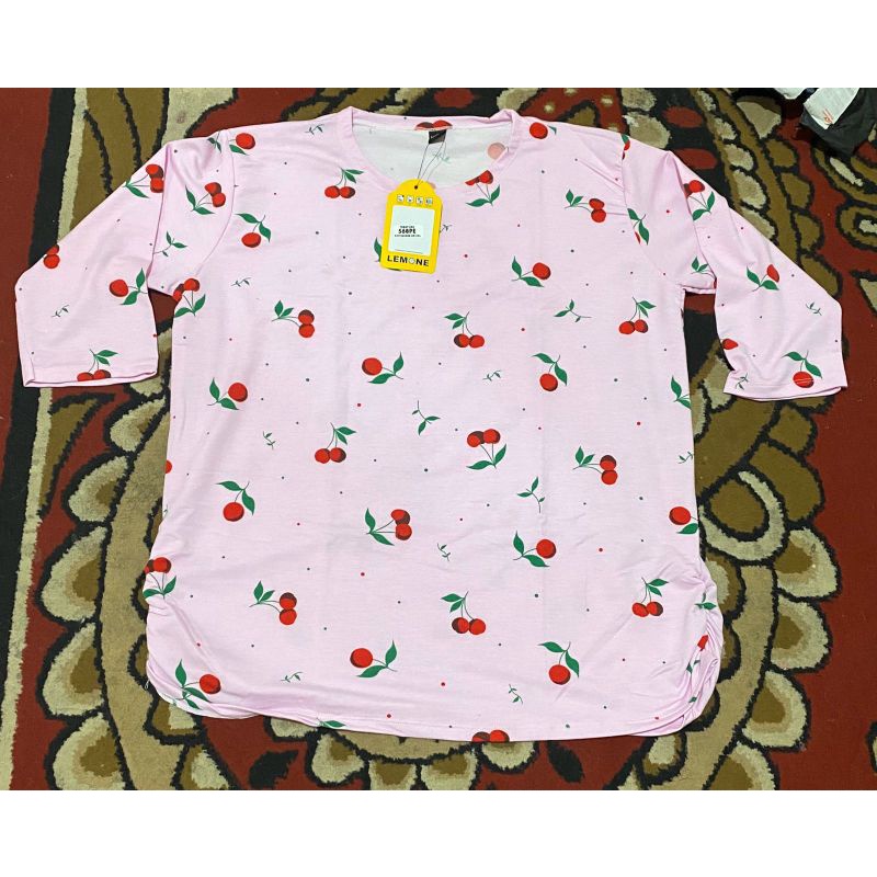kaos jumbo merk lemone ori lengan 7/8 // kaos cewek jumbo lengan 7/8 ld 120-145
