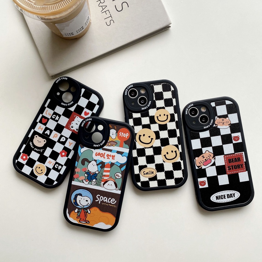 Casing Soft case TPU Silikon Motif Catur smiley face Untuk iphone 13 / 12 / 11 Pro Max / XS / XR / 8plus / 12pro / Max / 7 / 8 + / X / XS / XR / XSMAX