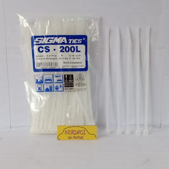 KABEL TIES SIGMA CS 200L LEBAR PUTIH 20cm 1 PACK - KABEL TIS INSULOK