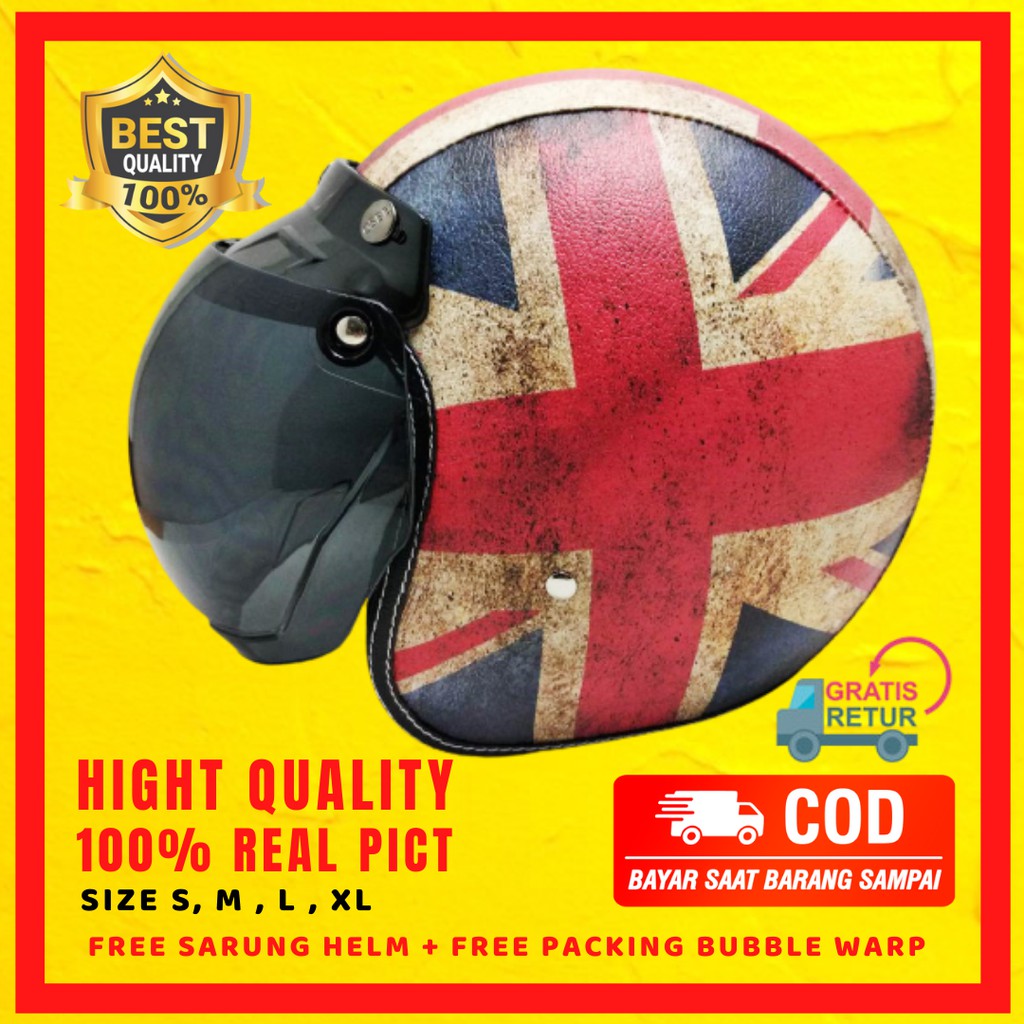 Helm Bogo Bendera Inggris Aesthetic SNI Full Half Face Custom Polos Dewasa Cowok Cewek Anak Ori