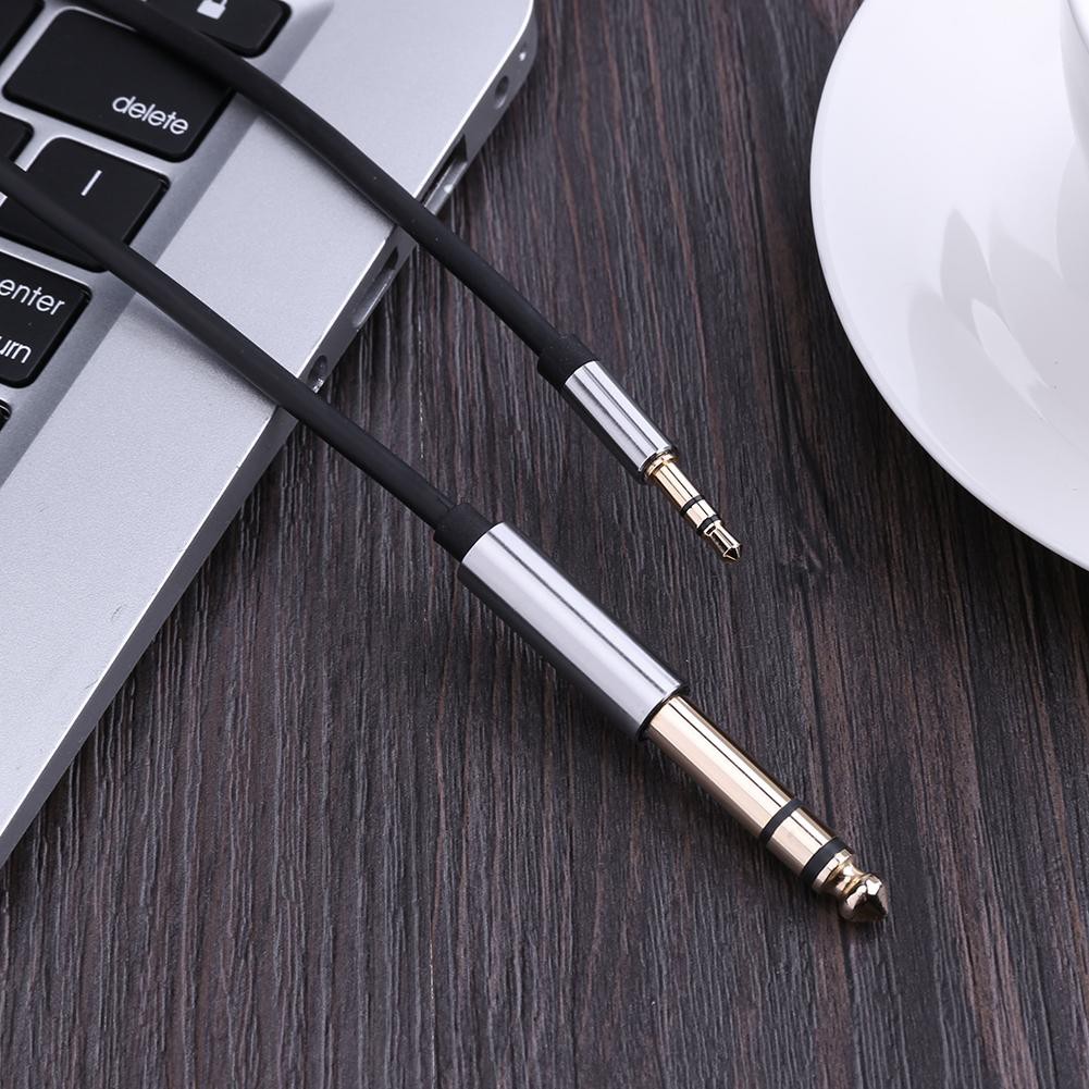 Kabel Audio Jack Mic 6.35mm Male Mono ke Aux 3.5mm Stereo