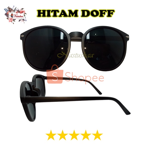 Kacamata Sunglasses Hitam Fashion Gaya Oval Pria Wanita Korea Kekinian Kaca Mata Anti UV400 Unisex FREECASE