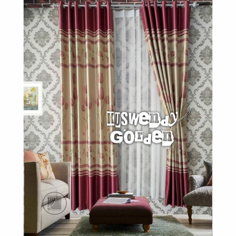 Gorden Blackout Bunga Tulip 100 x 250 cm Tinggi 2.5 meter Hordeng Jendela Pintu Tirai Minimalis