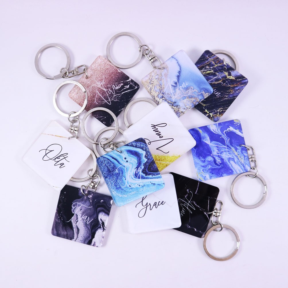 Gantungan Kunci Square | Keychain Akrilik | Marble