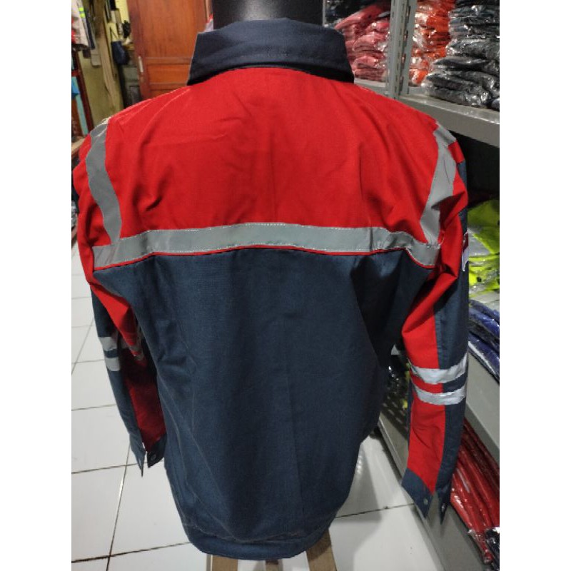 SERAGAM BAJU SAFETY RESLETING ABU MERAH SCOTLIGHT PUNDAK