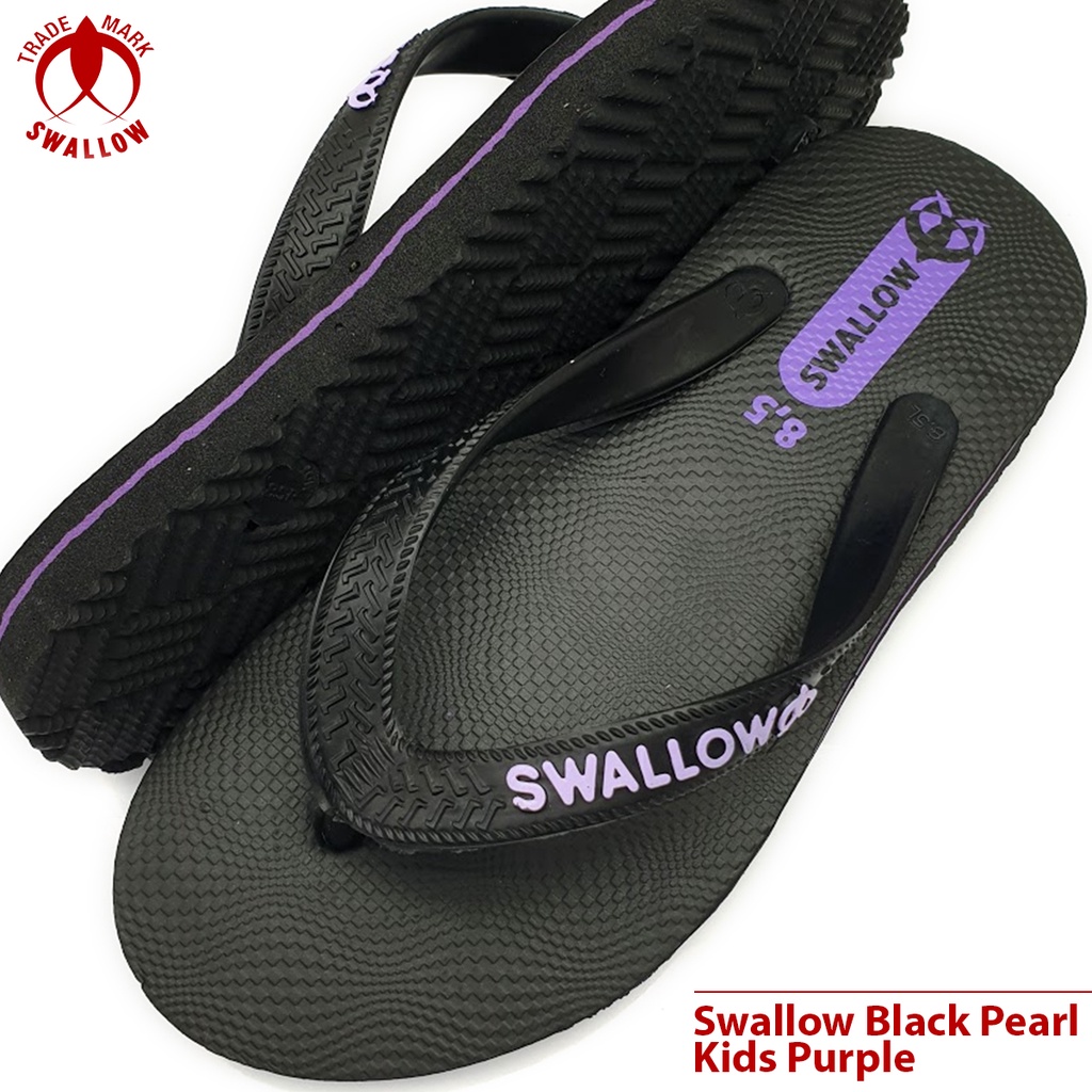 all size dewasa anak Sendal Swallow Kids Sandal japit karet anak perempuan cowok SWALLOW Black Pearl