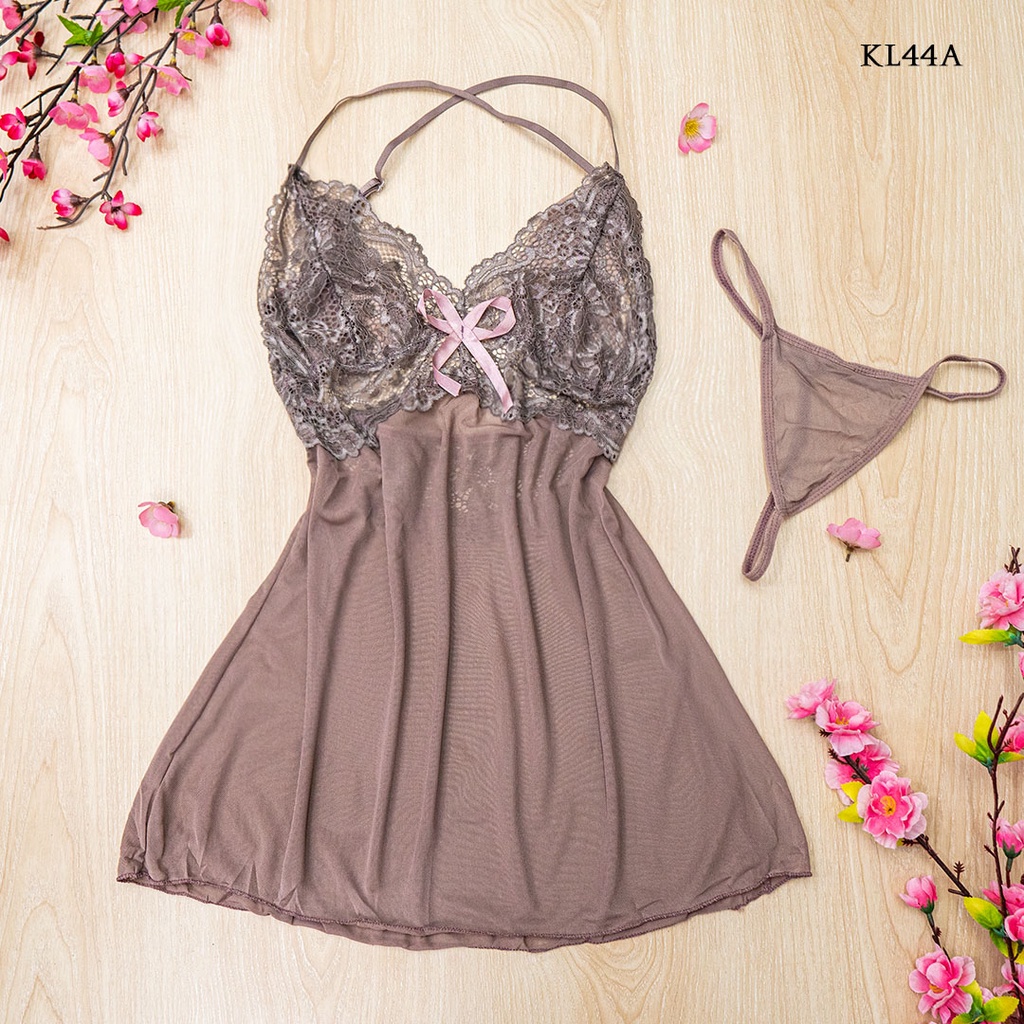 [PALING MURAH] KIMONO LINGERIE BAJU TIDUR WANITA DEWASA LACE NUDE KL44A