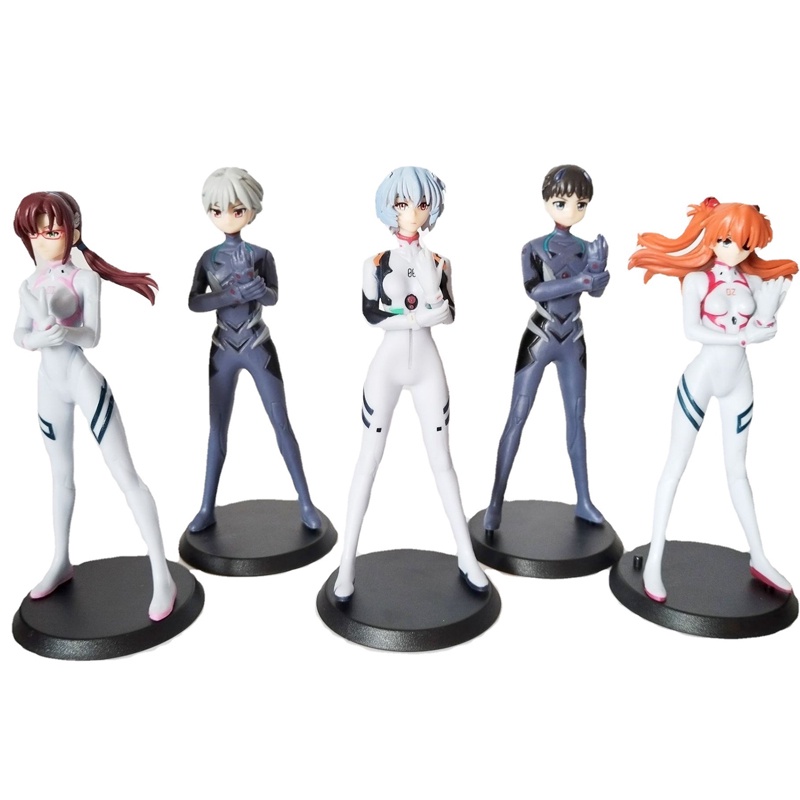 5pcs / Set Mainan Action Figure Ayanami Rei Ikari Shinji Neon Genesis Evangelion Bahan Pvc Ukuran 13Cm