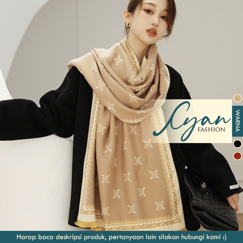 Syal &quot;Estella&quot; 65 x 185 Anggun, mewah Bahan High Grade Cashmere Immitation