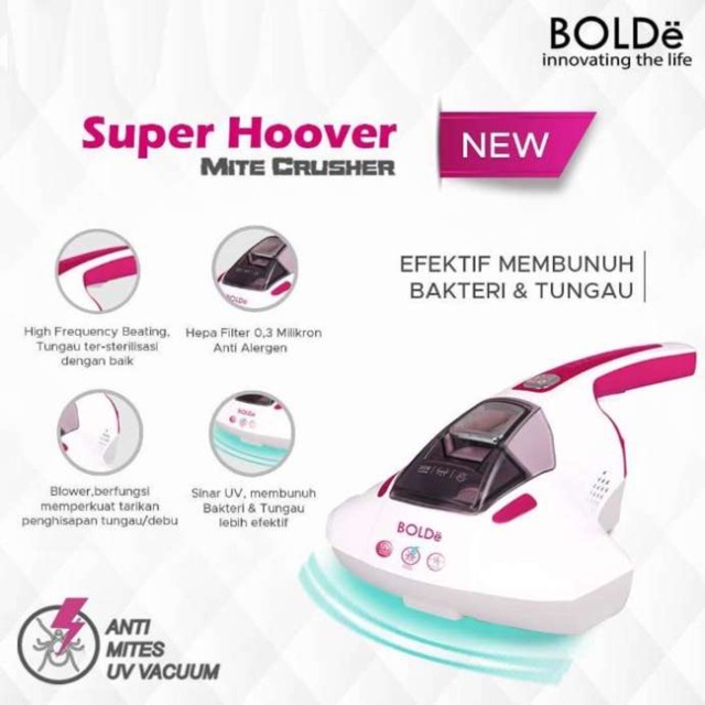 Super HOOVER MITE CRUSHER White Pink Original BOLDe