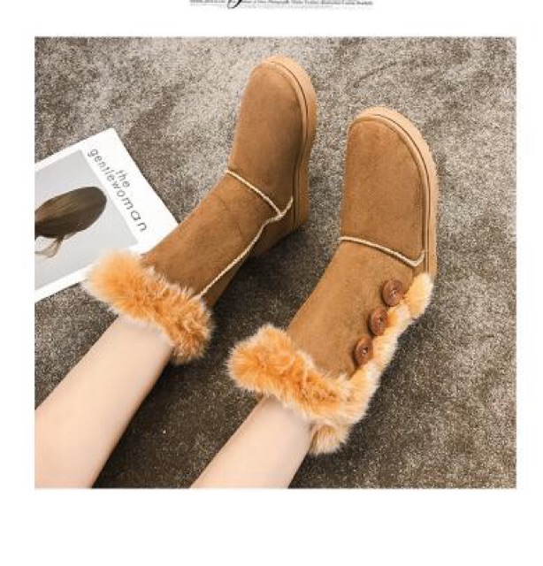 IMPORT MOLLAD Boots button Sepatu Boots Winter Import Musim Dingin Bulu Fur Suede